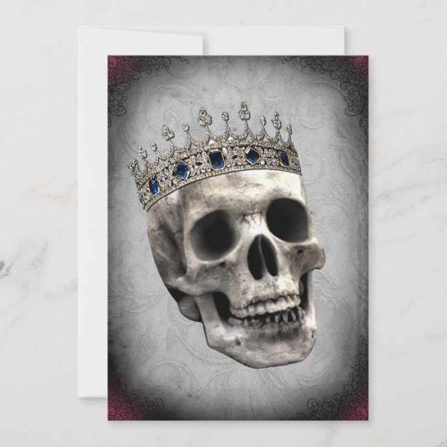 Vintage Skeleton Queen Halloween Party Invitation (Front)