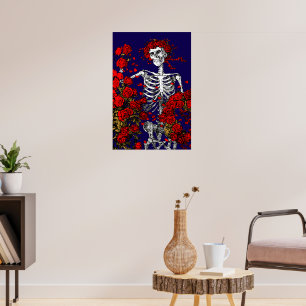 Vintage Skeleton & Roses Poster