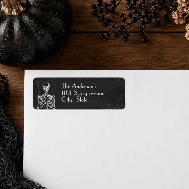 Vintage Skeleton Spider Web Gothic Halloween (Send out spooky greetings with this vintage skeleton spider web gothic Halloween design. )
