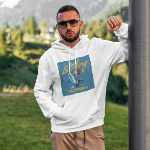 Vintage Skeleton Surfing California Beach Hoodie