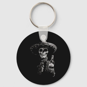Vintage Skeleton Tequila Mexico Dia De Los Muertos Key Ring