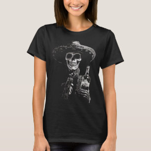 Vintage Skeleton Tequila Mexico Dia De Los Muertos T-Shirt