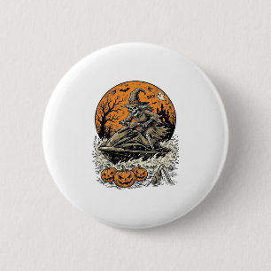 Vintage Skeleton Witch Halloween Jet Ski Shirt Des 6 Cm Round Badge