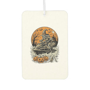 Vintage Skeleton Witch Halloween Jet Ski Shirt Des Car Air Freshener