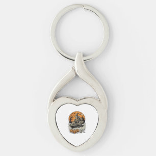 Vintage Skeleton Witch Halloween Jet Ski Shirt Des Key Ring