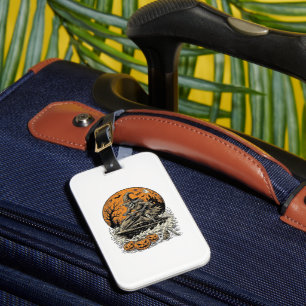 Vintage Skeleton Witch Halloween Jet Ski Shirt Des Luggage Tag