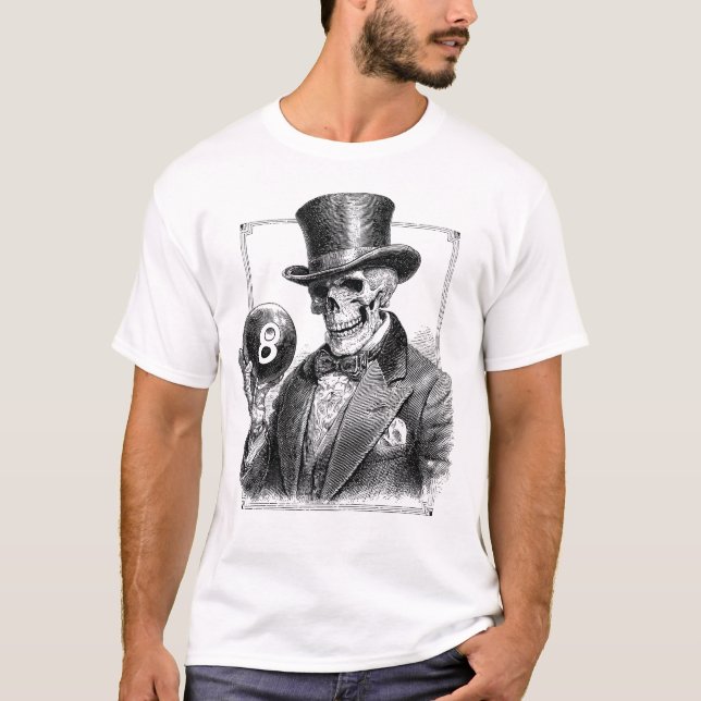 Vintage Skeleton with Top Hat and 8-Ball  (Front)