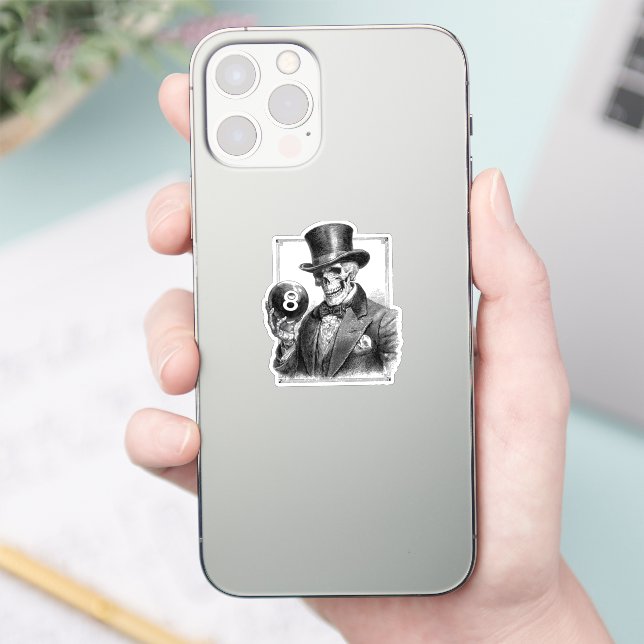 Vintage Skeleton with Top Hat and 8-Ball  (Phone)