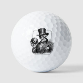 Vintage Skeleton with Top Hat and 8-Ball  Golf Balls
