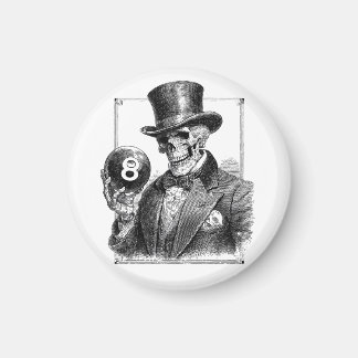 Vintage Skeleton with Top Hat and 8-Ball  Magnet