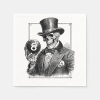 Vintage Skeleton with Top Hat and 8-Ball