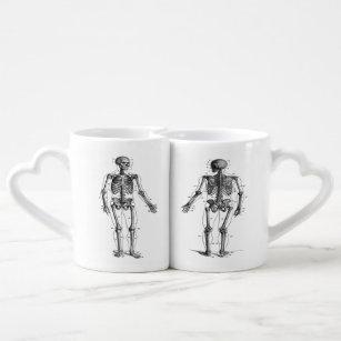 Vintage Skeletons Diagram with Numbered Bones Coffee Mug Set