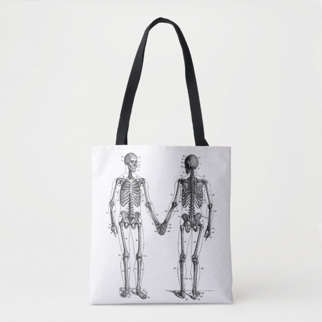 Vintage Skeletons Diagram with Numbered Bones Tote Bag (Front)