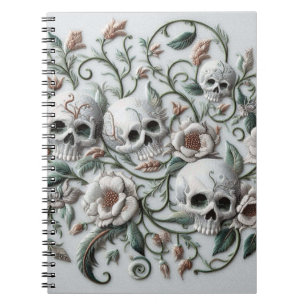 Vintage Skeletons in Bloom Skulls Flowers Floral Notebook