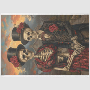 Vintage Skelton Mr. Mrs. Decoupage Tissue Paper