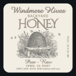 Vintage Skep and little bees 8oz Honey Bear label<br><div class="desc">Personalise little honey bear label with your apiary name,  description,  town,  and contact info. Don’t forget your net weight! See the list for suggestions. Common honey net weight conversions: 8oz (227g),  12oz (340g),  16oz (454g),  32oz (907g),  5lb (2.27kg). Vintage skep illustration on ivory label.</div>