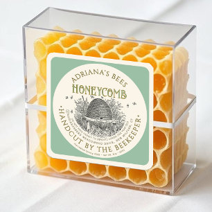 Vintage Skep Honeycomb Label on Pale Green