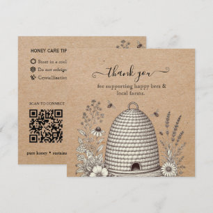 Vintage skep kraft BeeKeeper Honey Apairist Thank You Card