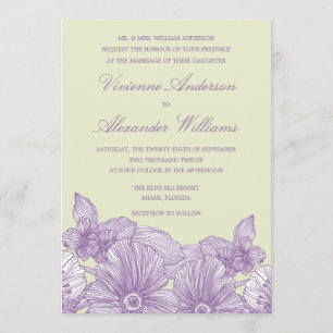 VINTAGE SKETCH FLOWERS   WEDDING INVITATION