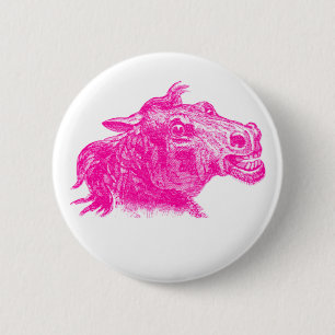 Vintage Sketch Intense Horse Head Art 6 Cm Round Badge