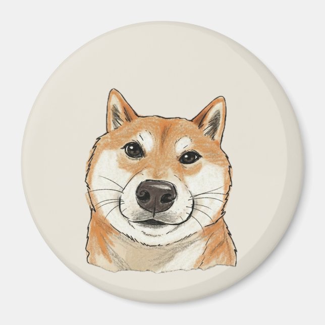 Vintage Sketch Shiba Doge Magnet (Front)