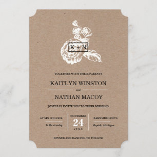 Vintage Sketched Botanical Invitation