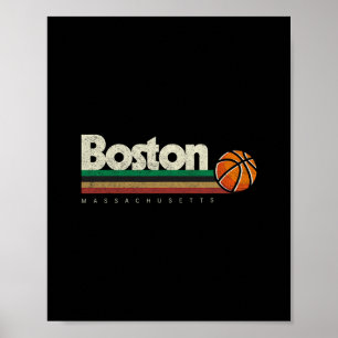 Vintage Sketll Boston City B-ll Retro Stripes Poster