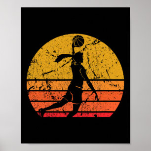 Vintage Sketll Silhouette Retro Sun Sketll Girl Poster