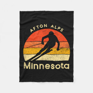 Vintage ski afton alps minnesota mountain fleece blanket