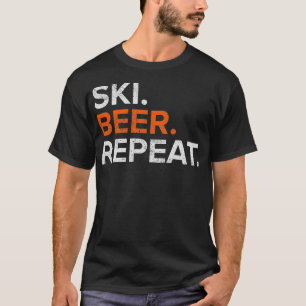 Vintage Ski Beer Repeat Funny Ski Fan T-Shirt