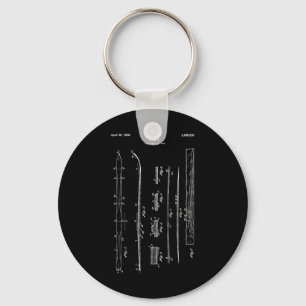Vintage Ski Blueprint Shirt - Snow Water Skiing Sk Key Ring