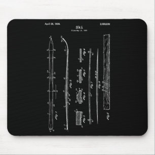 Vintage Ski Blueprint Shirt - Snow Water Skiing Sk Mouse Mat