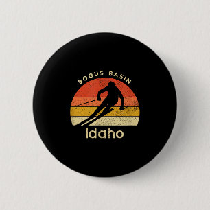 Vintage Ski Bogus Basin Idaho Mountain 6 Cm Round Badge