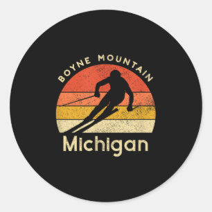 Vintage Ski Boyne Mountain Michigan Mountain Classic Round Sticker
