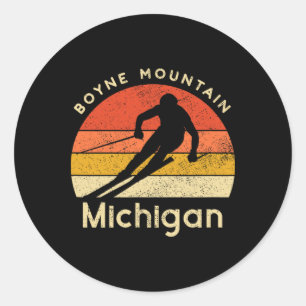 Vintage Ski Boyne Mountain Michigan Mountain Classic Round Sticker