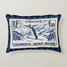 Vintage Ski Chamonix-Mont Blanc Postal Stamp