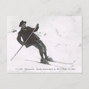Vintage Ski, Descending Mt Blanc on skis Postcard