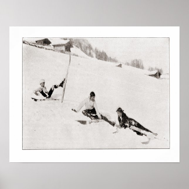 Vintage ski iamge, Fun in the snow Poster (Front)