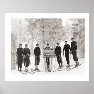 Vintage ski iamge, Group photo Poster