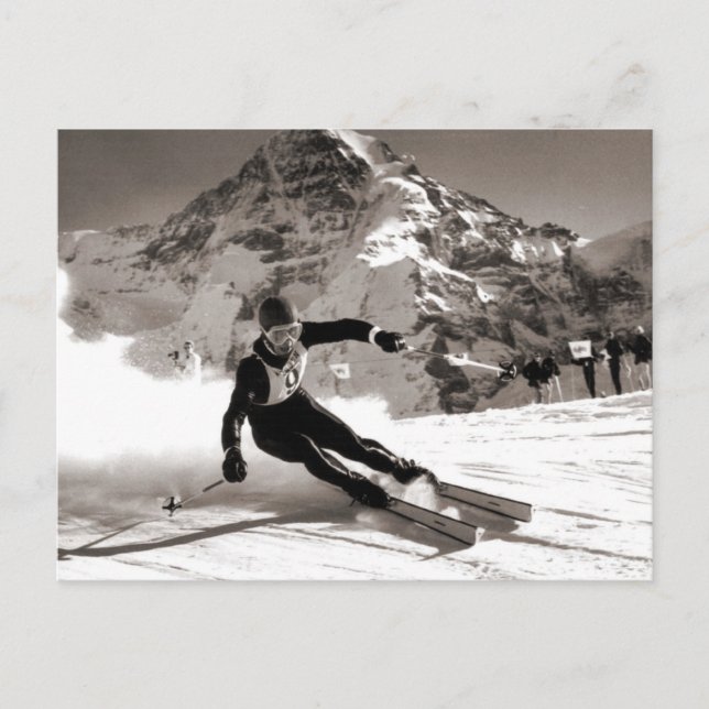 Vintage ski  image, Lauberhorn race Postcard (Front)