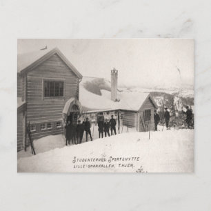 Vintage ski  image, Student sports centre Postcard