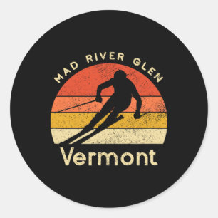 Vintage Ski Mad River Glen Vermont Mountain Classic Round Sticker