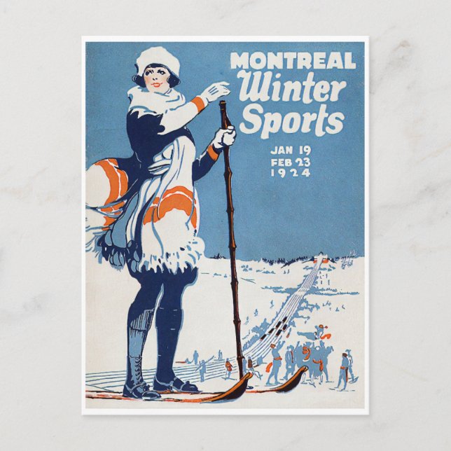 Vintage Ski Montreal Canada Winter Sports Postcard (Front)