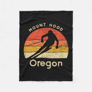Vintage Ski Mount Hood Oregon Mountain Fleece Blanket