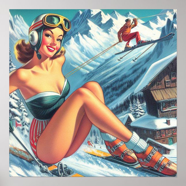 Vintage Ski Pin Up Poster (Front)