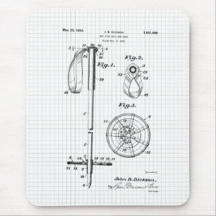 Vintage Ski Pole Patent Mouse Mat