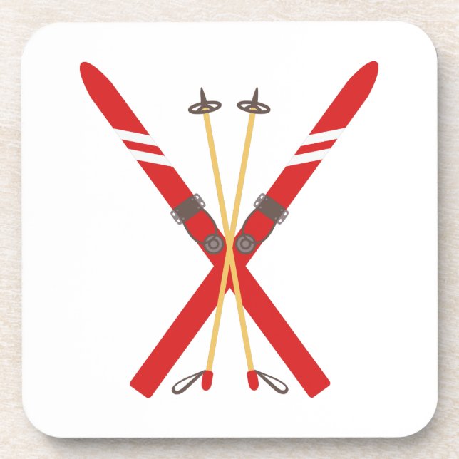 Vintage Ski Poles Coaster (Front)