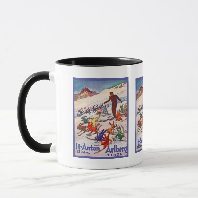 Vintage Ski Poster, Arlberg, St Anton Mug (Left)