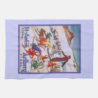 Vintage Ski Poster, Arlberg, St Anton Tea Towel