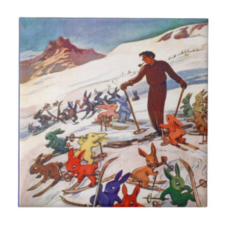 Vintage Ski Poster, Arlberg, St Anton Tile